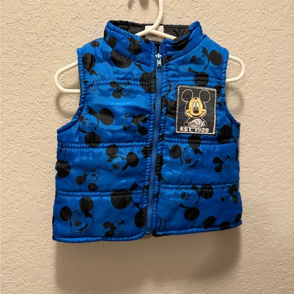 Disney Blue Mickey Mouse Puffer Vest Size 12 Months